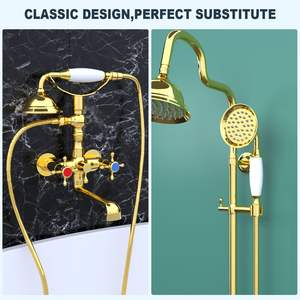 Pomme <span class=keywords><strong>de</strong></span> douche à main en laiton avec tuyau <span class=keywords><strong>de</strong></span> 59 cm, finition or brossé, écologique, haute pression, valve en céramique, pulvérisateur <span class=keywords><strong>de</strong></span> salle <span class=keywords><strong>de</strong></span> <span class=keywords><strong>bain</strong></span> - Product Image 3