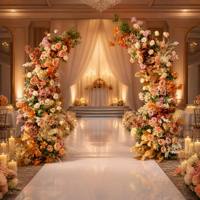 Arche florale moderne faite à la main avec fleurs artificielles réalistes pour mariage, remise de diplôme, Noël, automne, Saint-Valentin