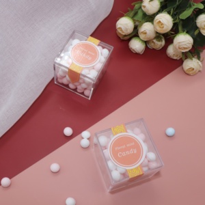 2*2*2 "almacenamiento en el hogar cuadrado dulce azúcar cubo boda Favor claro plástico <span class=keywords><strong>comida</strong></span> contenedor acrílico caja de dulces con tapa - Product Image 4