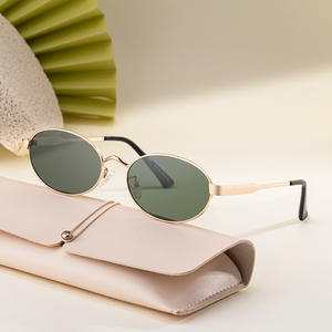 Nouvelles lunettes de soleil polarisées ovales pour femmes, monture en acier inoxydable, protection UV400, style tendance, C1 noir sable KS 3941 - Product Image 3