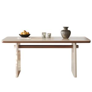 Mesa de Comedor Rectangular Tradicional de Madera Maciza con Cubierta de Piedra Sinterizada para Apartamentos y Hoteles - Product Image 6