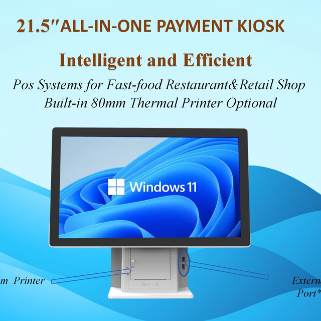 Desktop Pos System 21.5 Inch Capacitive Touch All-in-one Payment Kiosks Self Service Kiosk for Restaurant Ordering Payment