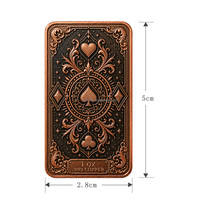 Barre de cuivre pur .999 de 1 oz, carte de poker, carte à jouer, anime, fille sexy, lingot commémoratif, vente en gros, cadeau