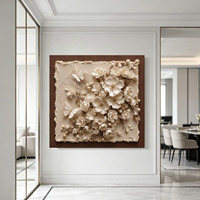 Décoration murale en toile style crème, pivoine blanche, papillon, Art déco, art floral carré, art mural pour salon, taille personnalisée, Kayalo