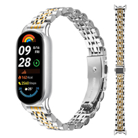 Correa de Reloj de Acero Inoxidable con Hebilla de Eslinga y Siete Cuentas para Xiaomi Band 10 / 10NFC / 9 / 9NFC / 8 / 8NFC