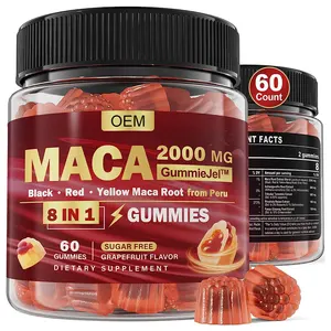 Sugar Free Maca akar diisi Gummies untuk wanita & Pria dengan Ashwagandha dan Tribulus Terrestris