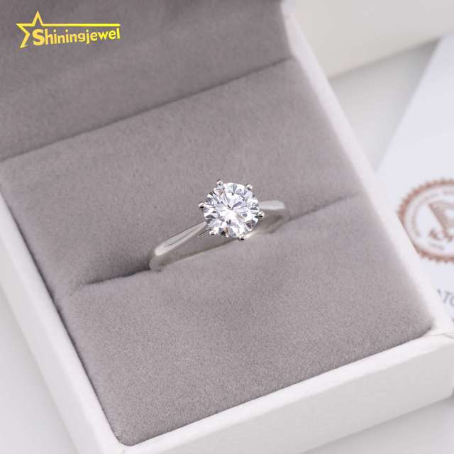 Popular Luxury Jewelry Lab Grown Diamond Platinum PT950 1ct Classic 6 Prongs Engagement Ring for Women