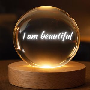 Lámpara <span class=keywords><strong>de</strong></span> Noche LED con Bola <span class=keywords><strong>de</strong></span> Cristal, Esfera <span class=keywords><strong>de</strong></span> Vidrio con Frases <span class=keywords><strong>de</strong></span> Afirmación, Lámpara <span class=keywords><strong>de</strong></span> Escritorio Motivacional, Decoración con Mensaje Inspirador, Regalo - Product Image 1