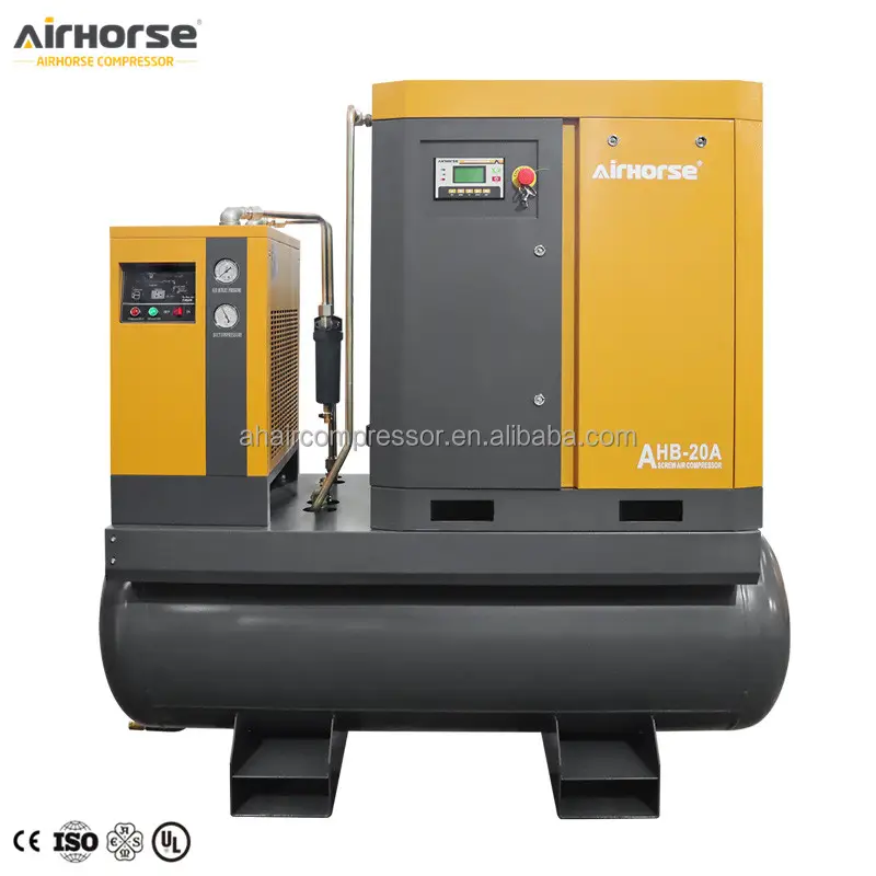 Compressor compacto de parafuso 4kw 5.5kw 7.5kw 11kw 15kw, tudo em um portátil com tanque, secador e filtros para bombeamento