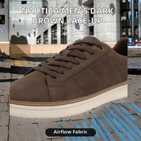 Baskets décontractées à lacets pour hommes en similicuir uni, style classique, pour la marche et le tennis, Fashion-Kantor, marron foncé, taille 10