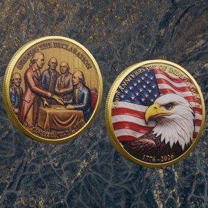 Moneda Conmemorativa del 250 Aniversario de la Independencia Americana, Chapada en Oro, con <span class=keywords><strong>Diseño</strong></span> Grabado del Águila de la <span class=keywords><strong>Libertad</strong></span> y la <span class=keywords><strong>Estatua</strong></span> de la <span class=keywords><strong>Libertad</strong></span> - Product Image 1