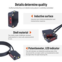 Sensor Óptico Normalmente Abierto PNP IP67 12-24V DC, Sensor Fotoeléctrico de Reflexión Difusa de 5-100mm con Certificación CE RoHS