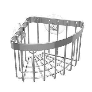 304 Stainless Steel Modern Kitchen Sink Corner Storage <b>Basket</b> with Suction Cup Rack for Hotel Use - Product Image 2