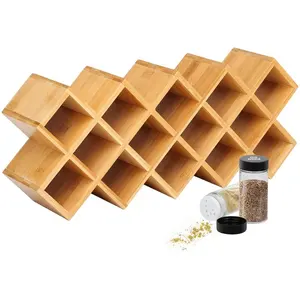 18 Spice Jar Bamboo Wooden Spice Rack Storage Organization