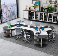 Bureau de travail modulaire moderne et créatif pour 3 personnes, poste de travail de bureau en espace ouvert, tables de bureau en gros