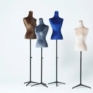 Best Selling Fluwelen Jurk Vorm Vrouwelijke Torso Mannequin Met Stand