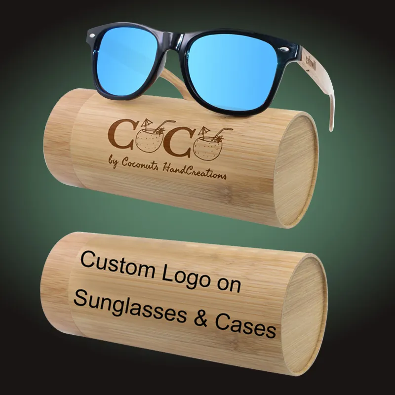 High end real aviation handcrafted sunglasses personalized branding logo sunglasses bambu pc plastic wooden temple oculos de sol