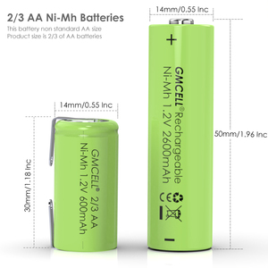 GMCELL AA 2/3 Ni-MH Batteries 3.6V 2/3AA 300mah 600mah Nimh Battery Pack for <b>Consumer</b> <b>Electronics</b> and Toys - Product Image 5