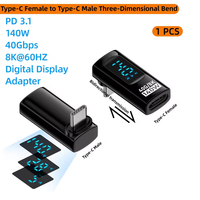 Adaptateur USB-C coudé 140W avec affichage numérique, charge rapide PD, transfert de données 40 Gbit/s, convertisseur 8K/60Hz pour iPhone 17 16 Pro