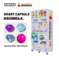 KEKU Distributeur de capsules d'œufs torsadés personnalisable, Premium, à 4 compartiments, pour jouets en capsule, équipement de divertissement de type borne d'arcade à monnayeur