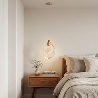 Suspension LED moderne en cristal transparent, petit disque rond, finition dorée, blanc chaud, pour chambre, îlot de cuisine, chevet, bar, comptoir