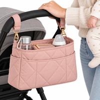 Sac de rangement pour poussette en nylon imperméable personnalisé pour les courses, les voyages, multi-poches, facile à nettoyer, sangles réglables