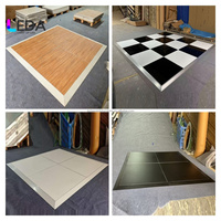 Plancher de danse portable en MDF noir et blanc LEDA pour événements de mariage en extérieur et en intérieur, scène de danse