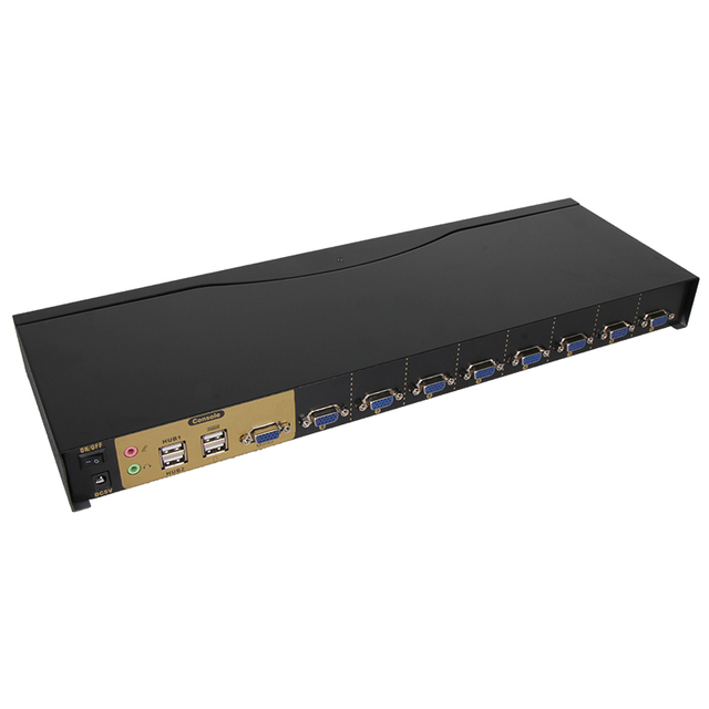 VCOM VGA KVM Switches with 3.5mm Audio Mic 8 Input 1 Output 1080P 4 Type-A USB Hub IR Remote Control