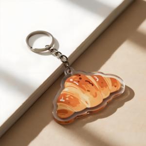 Custom Food Bulk Clear Glitter Epoxy Anime Keychain Promotional Plastic Acrylic Cartoon Style Charm Keychain