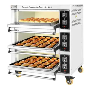 Peralatan Dapur Multifungsi Efisiensi Tinggi Stainless Steel 2 Deck 4 Nampan Roti Baking Pizza Oven