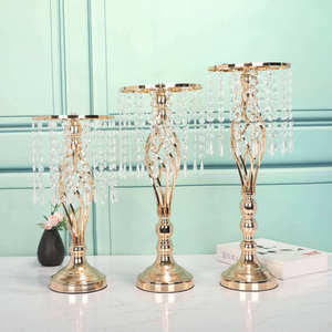 Soporte de flores para decoración de bodas, soporte de flores de hierro forjado con cristales, decoración para centros de mesa, suministros de decoración para fiestas - Product Image 3