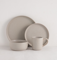 Service de table émaillé en porcelaine mate mouchetée, écologique et réutilisable, 16 pièces, assiettes, bols et tasses modernes pour 4 personnes, pour la maison