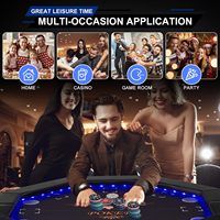 48 inç LED'li Katlanabilir 8 Kişilik Poker Masası, Taşınabilir Texas Holdem