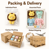 Figurine d'animal en peluche miniature personnalisée avec visage brodé et accent boutonné, poupée douce de collection pour clubs, événements, articles promotionnels pour fans et cadeaux