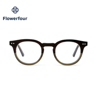 Montures de lunettes rondes en acétate Flowerfour FFM3007 Tortoise pour adultes, montures optiques rétro à monture complète, style vintage