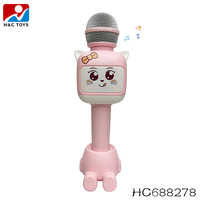Mikrofon dan Speaker Mini nirkabel, mainan mesin Karaoke elektrik dengan lampu dan efek musik untuk anak-anak