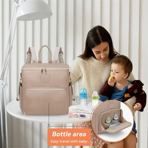 Bolsa de Pañales de Cuero Impermeable para Viajes, Estilo Moderno para Mamá y Papá, Mochila para Pañales, Personalizable con Logotipo de Fábrica - Product Image 6