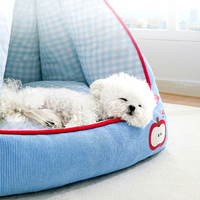 Lit pour chat et chien convertible, tente et canapé, double usage, maison pour animaux de compagnie, coussin amovible et lavable, pour petits chats et chiots