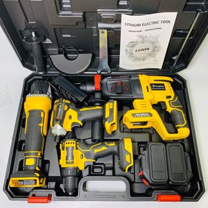 Juego de 4 Herramientas Eléctricas Combinadas, Martillo Angular sin Escobillas, Destornillador de Litio, Taladro Inalámbrico, Amarillo MT125B - Product Image 2