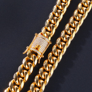6Mm 8Mm 12Mm 18Mm Cz Diamond Sluiting Rvs Miami Cubaanse Link <span class=keywords><strong>Chain</strong></span> 18K Gold zilver Kleur Cubaanse Ketting - Product Image 3