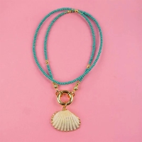 Collar de Acero Inoxidable para Mujer, Chapado en Oro, con Colgante de Cuentas de Arroz, Estilo Playa, para Fiestas