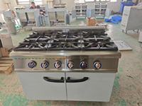 Cuisinière à gaz en acier inoxydable pour cuisine de restaurant commercial, 6 brûleurs avec four