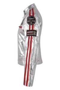 Custom 100% Genuine <b>Silver</b> Vintage Wax Nappa Leather <b>Women</b>’s <b>Jacket</b> Retro Wax Finish YKK Zipper Custom Brand Private Label OEM - Product Image 2