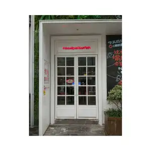 उच्च गुणवत्ता के लिए केएफसी दरवाजा के साथ नवीनतम डिजाइन वसंत मंजिल दुकान के सामने दरवाजे एल्यूमिनियम फ्रेम ग्लास