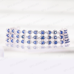 Pulsera de tenis de zafiro azul natural para mujer, joyería de piedras preciosas de Plata de Ley 925, elegante regalo de piedra natal para ella - Product Image 3