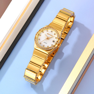 高級トレンドダイヤモンドダイヤルラウンドレディースウォッチソリッドスチールクォーツ腕時計薄型ケース女性用ジュエリーSkmeiモデル2342 OEM対応 - Product Image 4