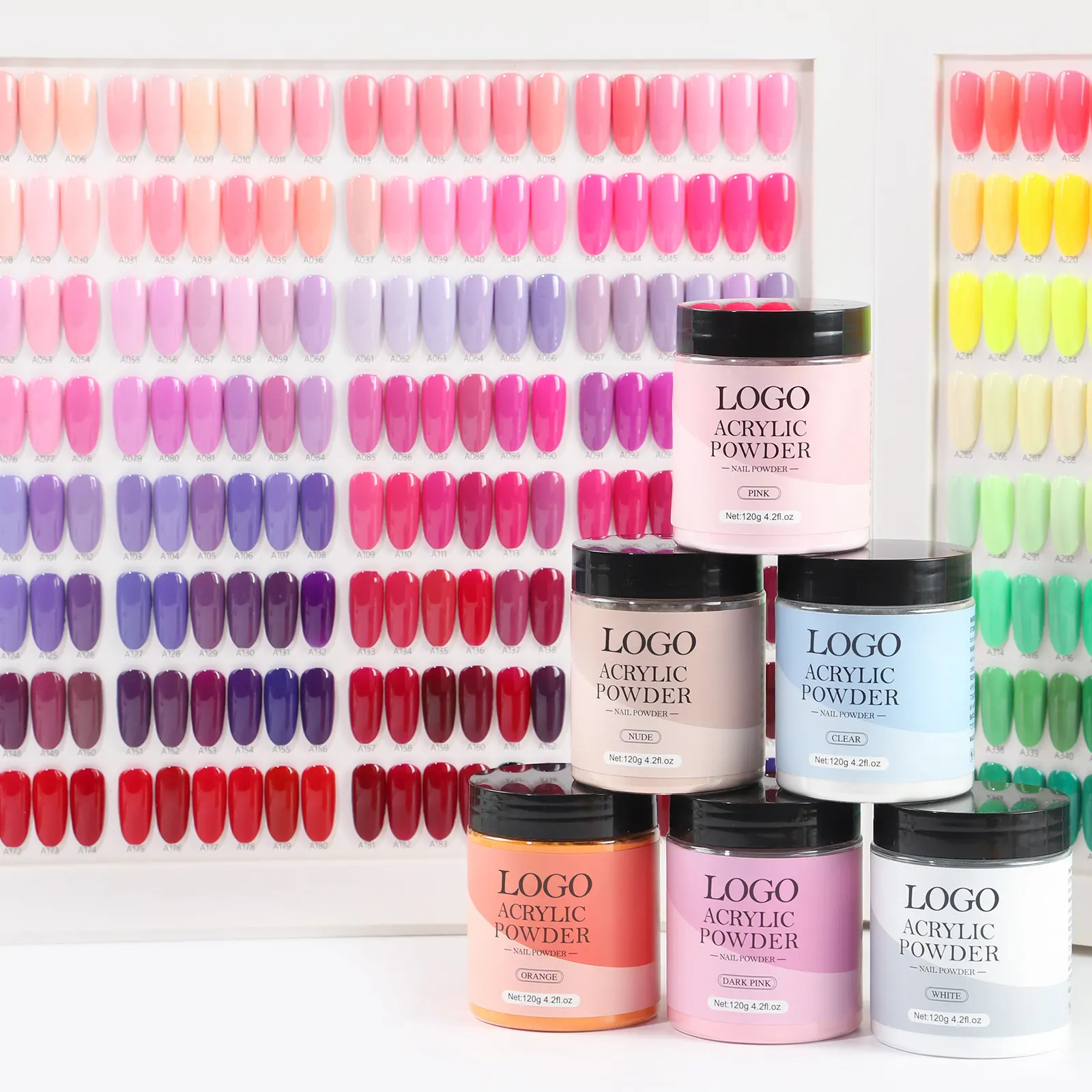 Uñas acrílicas 300 + colores al por mayor polvo acrílico profesional extensión rápida a granel acrílico francés Nail Art suministros salón
