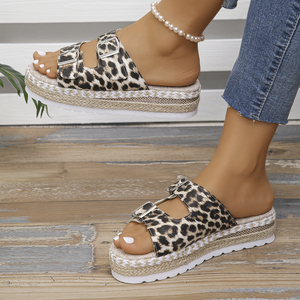 Wholesale Cross-Border <b>Plus</b> <b>Size</b> Slippers for Women's Outdoor Summer New Style Thick Soled Leopard Print Cool - Product Image 3