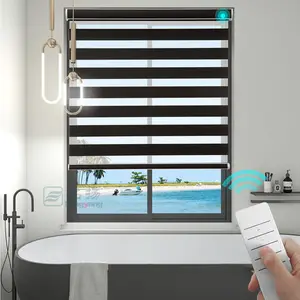 Luxury Zebra Roller Blinds For Window Cordless Zebra Roller Blind 100% Fabric Blackout Window Curtain Shades