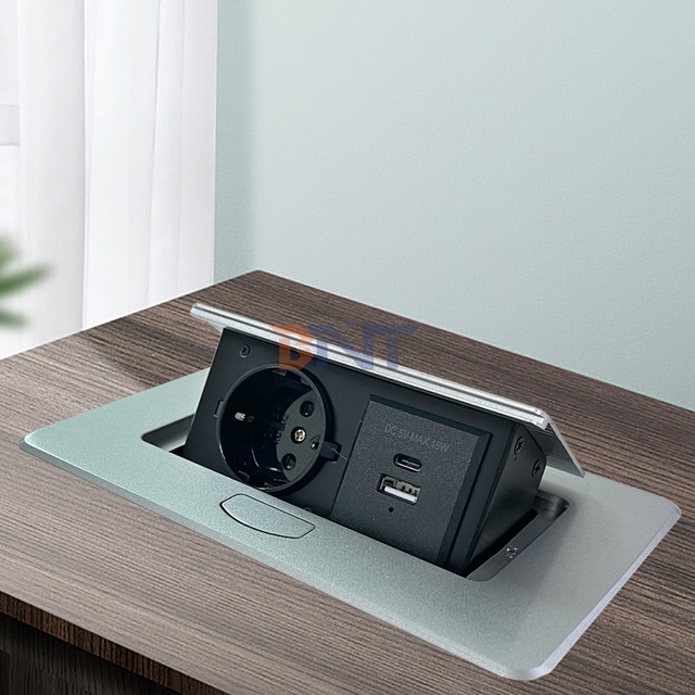 Smart Office Furniture Tabletop Power Socket Fast- Charge USB C-type Hidden Desk Wireless Charger Socket Outlet
